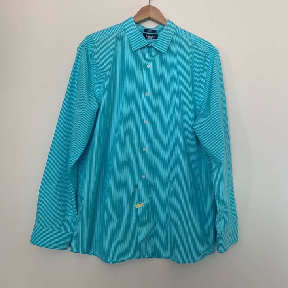MADE Cam Newton Turquoise Striped Shirt XL